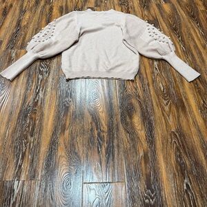 Vine‎ & Love S Sweater Womens Blush Pink Bobble Balloon Sleeve Knit Pullover
